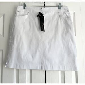 NWT Renuar White Stretch Skort Size 12 Pockets Summer Travel Golf Resort Wear